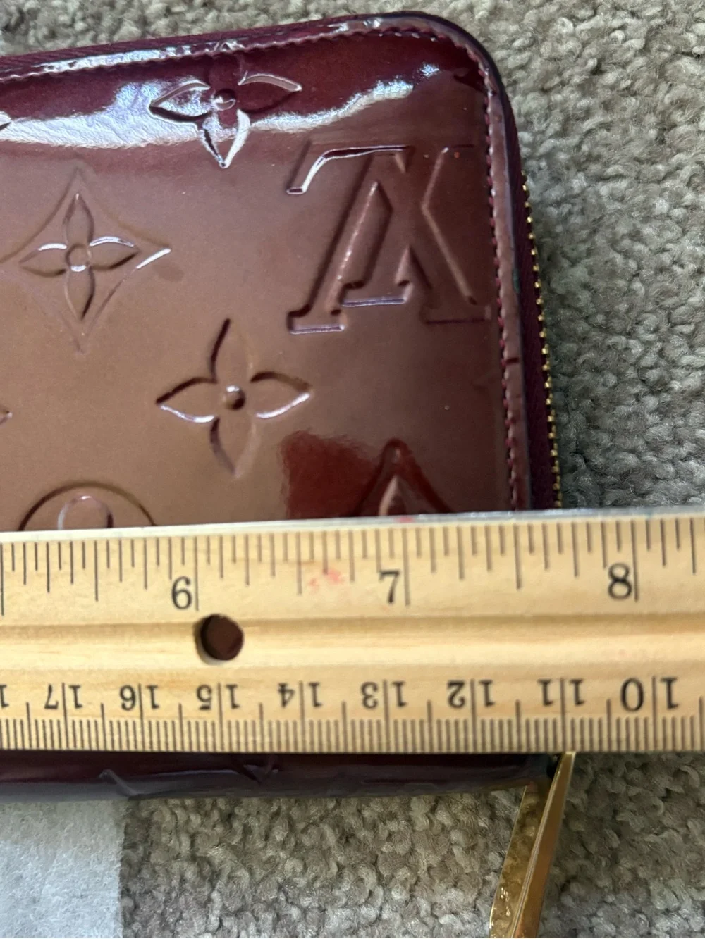 Auth Louis Vuitton Monogram Vernis Zip Around Wallet